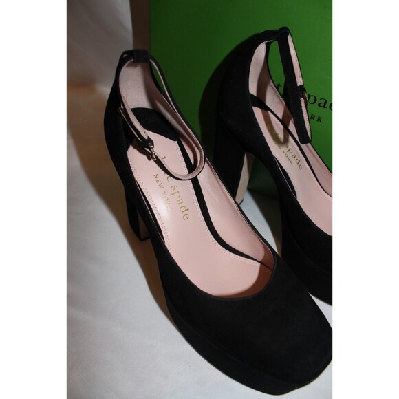 Kate Spade New York Gia Suede Platform Black Sandals 7 NIB $298 - Picture 5 of 7